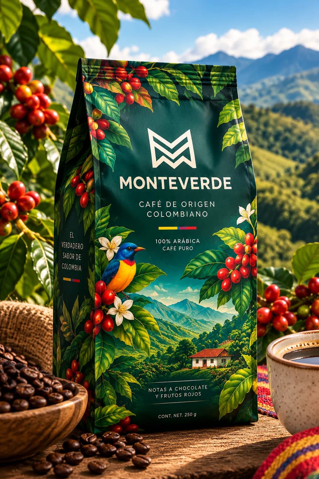Café Monteverde en Paisaje Colombiano